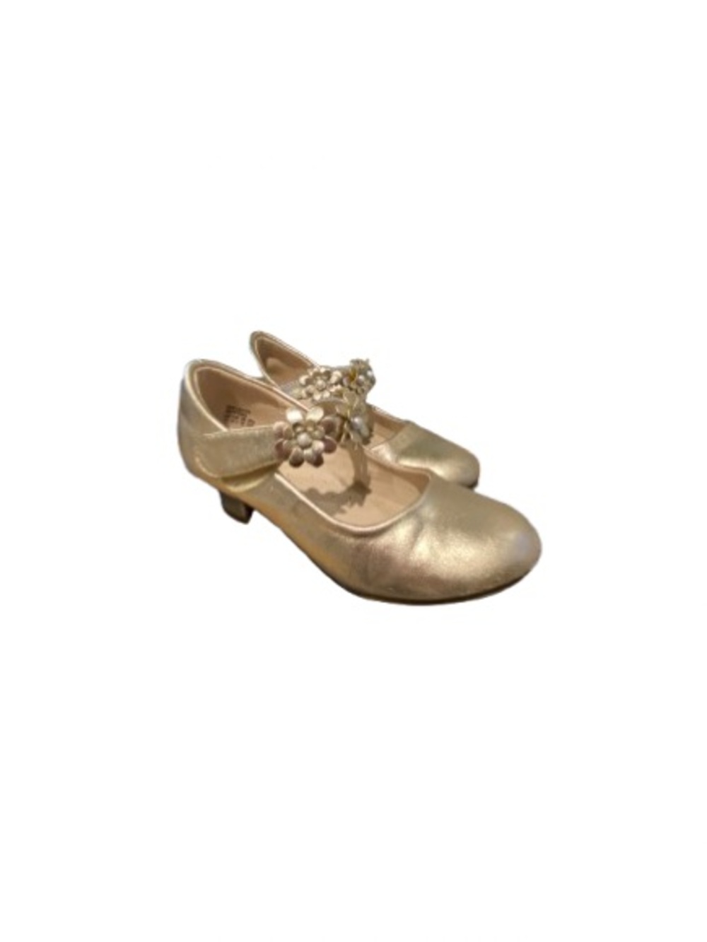 Dream Pairs Metallic Gold Girls Mary Jane Dress Shoes with Flower Accent